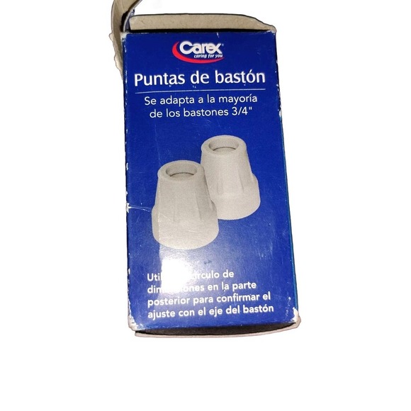 Carex Gray Cane Tips 2 pack Fits All Standard Canes & Crutches 3/4" NEW in Box - Picture 2 of 5